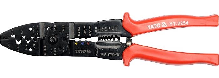 Клещи  для опрессовки клемм и зачистки 0,5-5,0кв.мм Yato 2254-YТ 700.5 руб.